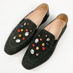 J. Crew Jeweled Convertible Smoking Wool Loafers
